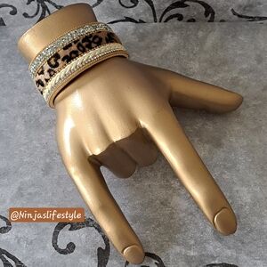 Goldtone Braided Cheetah Print Wrap Bracelet